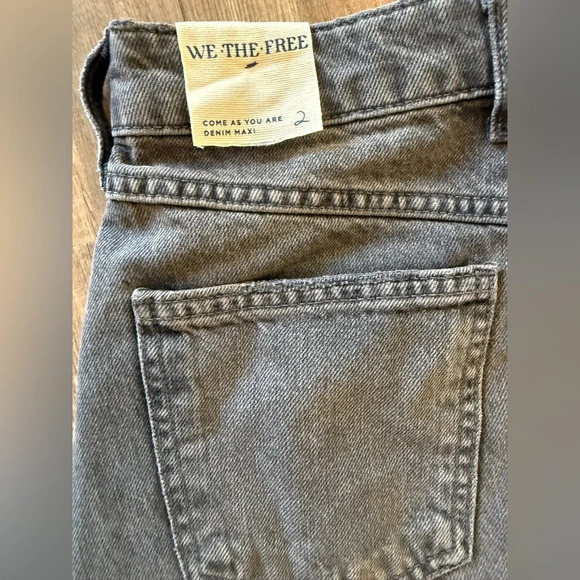 NWOT free people Come As You Are Denim Maxi Skirt Mid Rise Cotton Size 2 Grey - Picture 6 of 9